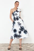 Trendyol Multicolored A-Cut Bow Detailed Woven Elegant Evening Dress