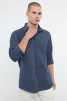 Trendyol Anthracite Waffle Textured Cotton Regular Fit Shirt