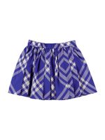 Check Print Pleated Cotton Skirt
