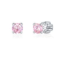 Olivie Strieborné 4mm náušnice PIPPI PINK 8368