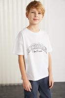 GRIMELANGE Paddy Boys 100% Cotton Printed Short Sleeve Relaxed Fit White T-shirt