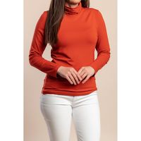 Plus Size Top S Visokim Ovratnikom, Boja Cigle