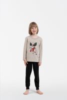 Children's pyjamas Zermat long sleeves, long legs - beige melange/black