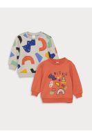 LC Waikiki Crew Neck Long Sleeve Printed Baby Boy Sweasthirt 2-Pack