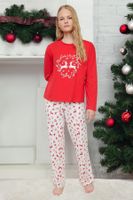 Trendyol Red 100% Cotton Christmas Themed Knitted Pajama Set