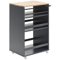 MID.YOU SERVÍROVACÍ VOZÍK, sivá, prírodná farba, 50/38/78 cm