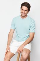 Trendyol Limited Edition Basic Mint Relaxed/Comfortable Cut Knitwear Taped Textured Pique T-Shirt