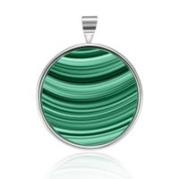 Olivie Stříbrný přívěsek GREEN NATURAL MALACHIT 6016