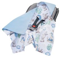 Medi Partners Baby carrier wrap – blanket with hood 85x85 cm – Waffle – Deer and hedgehog + mint Waffle