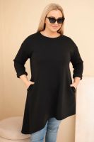 Kesi Włoski Sukienka damska Plus Size z wiskozy z luźnym fasonem i długim rękawem czarna