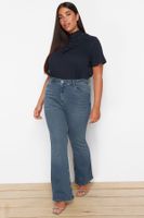 Trendyol Curve Blue High Waist Flared Jean