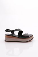 DGN 2497 Women's Sandals Genuine Leather Black