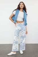 Trendyol Multicolored Floral Printed High Waist Culotte Jeans