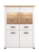 Nízka vitrína s vnútorným osvetlením lotta - biela/dub artisan