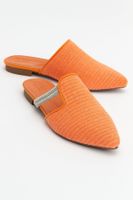 LuviShoes PESA Orange Women's Slippers with Straw Stones