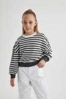 DEFACTO Girl Relax Fit Striped Crew Neck Sweatshirt