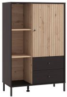 Nízka vitrína bez osvetlenia semira - dub artisan/dub čierny