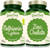 GreenFood Nutrition Methionin with Cysteine + Zinc Chelate sada (pre krásne vlasy, pleť a nechty)