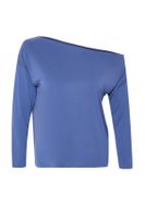 Trendyol Curve Indigo 100% Modal Fabric Boat Neck Relaxed/Comfortable Cut Knitted Blouse