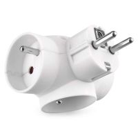 Rozbočovací zásuvka 3×, kulatá, bílá