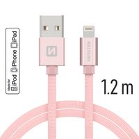 Datový kabel Swissten Textile USB Lightning MFi 1,2 M , pink gold