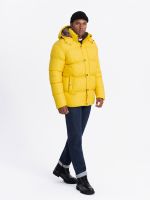 Ombre Men's puffer jacket with check lining - yellow