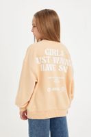 DEFACTO Girl Oversize Wide Pattern Crew Neck Back Printed Sweatshirt