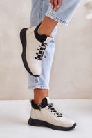 Insulated leather sports shoes with zipper Artiker beige