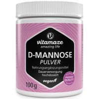 D-Mannose Pulver hochdosiert & vegan, 2000 mg pro Tagesdosis, 100 g Doseninhalt, Nahrungsergänzung ohne unnötige Zusatzstoffe | Vitamaze by Sensilab