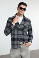 Trendyol Black Regular Fit Winter Checkered Lumberjack Shirt Jacket