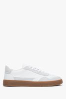 Estro: Biało-szare trampki męskie typu barefoot z włoskiej skóry naturalnej i weluru Premium