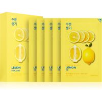 Holika Holika Pure Essence Lemon plátenná maska so zjemňujúcim a osviežujúcim účinkom s vitamínom C 5x20 ml