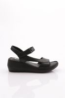 DGN 1002 Women's Ankle Strap Sandals Genuine Leather Black