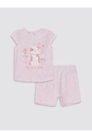 LC Waikiki Crew Neck Baby Girl Pajama Set with Shorts