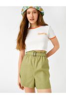 Koton Belted Shorts High Waist Linen Blend