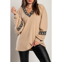 Lockeres Top Mit Geometrischem Print, Beige