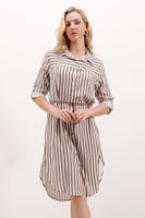 Bigdart 5629 Striped Belted Dress - Mink