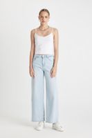 DEFACTO Wide Leg Normal Waist Long Jean Washed Trousers