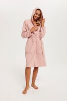 Women's dressing gown Karina with long sleeves - powder pink