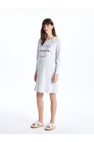 LC Waikiki Lcw Crew Neck Printed Long Sleeve Maternity Nightgown