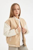 DEFACTO Girls College Collar Snap Closure Double Pocket Bomber Jacket