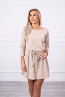 Dress with sequin pocket beige