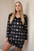 Velvet dress with a decorative pattern black