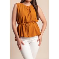 Ärmellose Bluse, Kamel