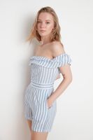 Trendyol Blue Petite Striped Jumpsuit