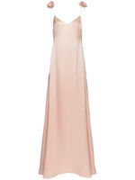 Silk Satin Long Slip Dress W/roses