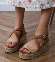 Gemre Brown wedge espadrille sandals Sywiera