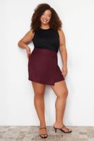 Trendyol Curve Burgundy Shorts Skirt Woven Plus Size Skirt