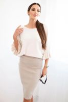 Kesi Włoski Dámská sukně z elastické viskózy tmavě béžová