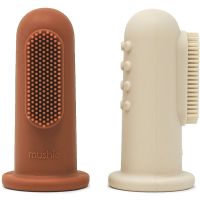 Mushie Finger Toothbrush дитяча зубна щітка на палець Clay/Shifting Sand 2 кс